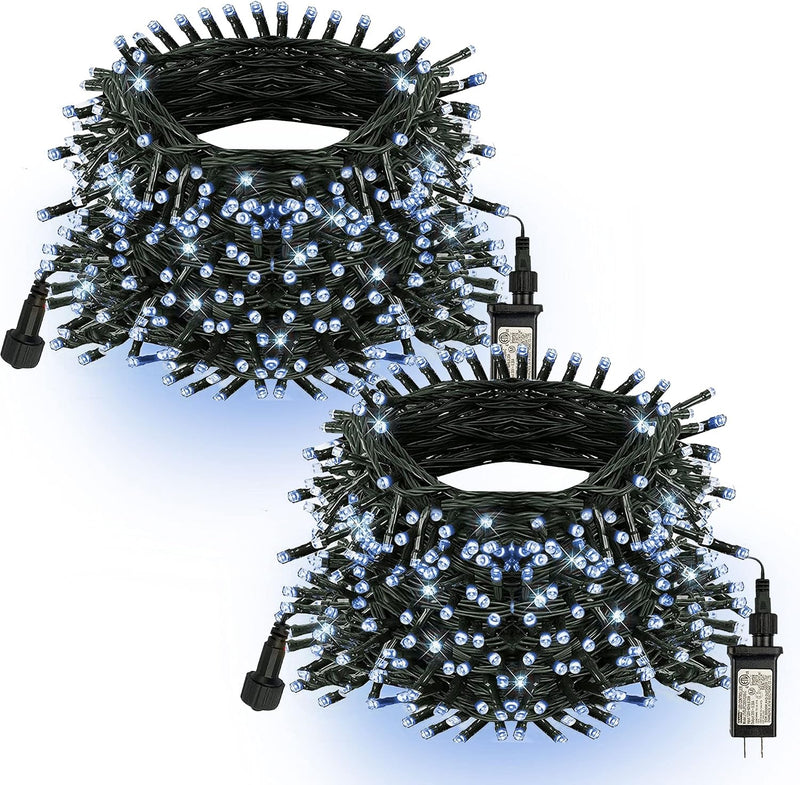 TW SHINE Luces de Navidad blancas, total de 400 luces LED de 132 pi...