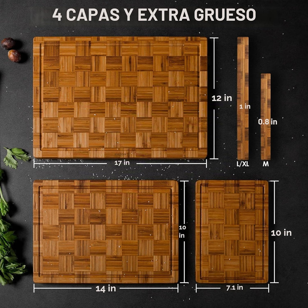 Juego de 3 tablas de cortar de bambú extra grandes (juego de 3) tab...