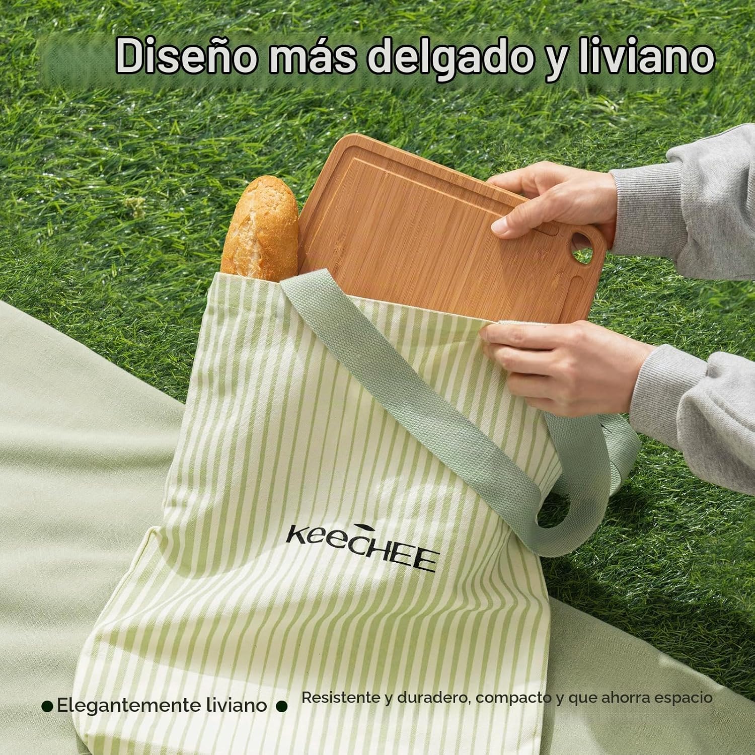 Keechee Tablas de cortar de bambú aptas para lavavajillas, tabla de...