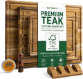 THETCHRY Juego de 3 tablas de cortar de madera de teca para cocina...