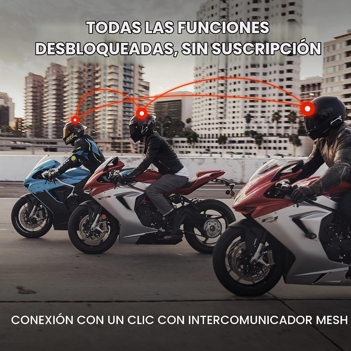 Sena 50R Audífonos de motocicleta Bluetooth de 3 botones con sistem...