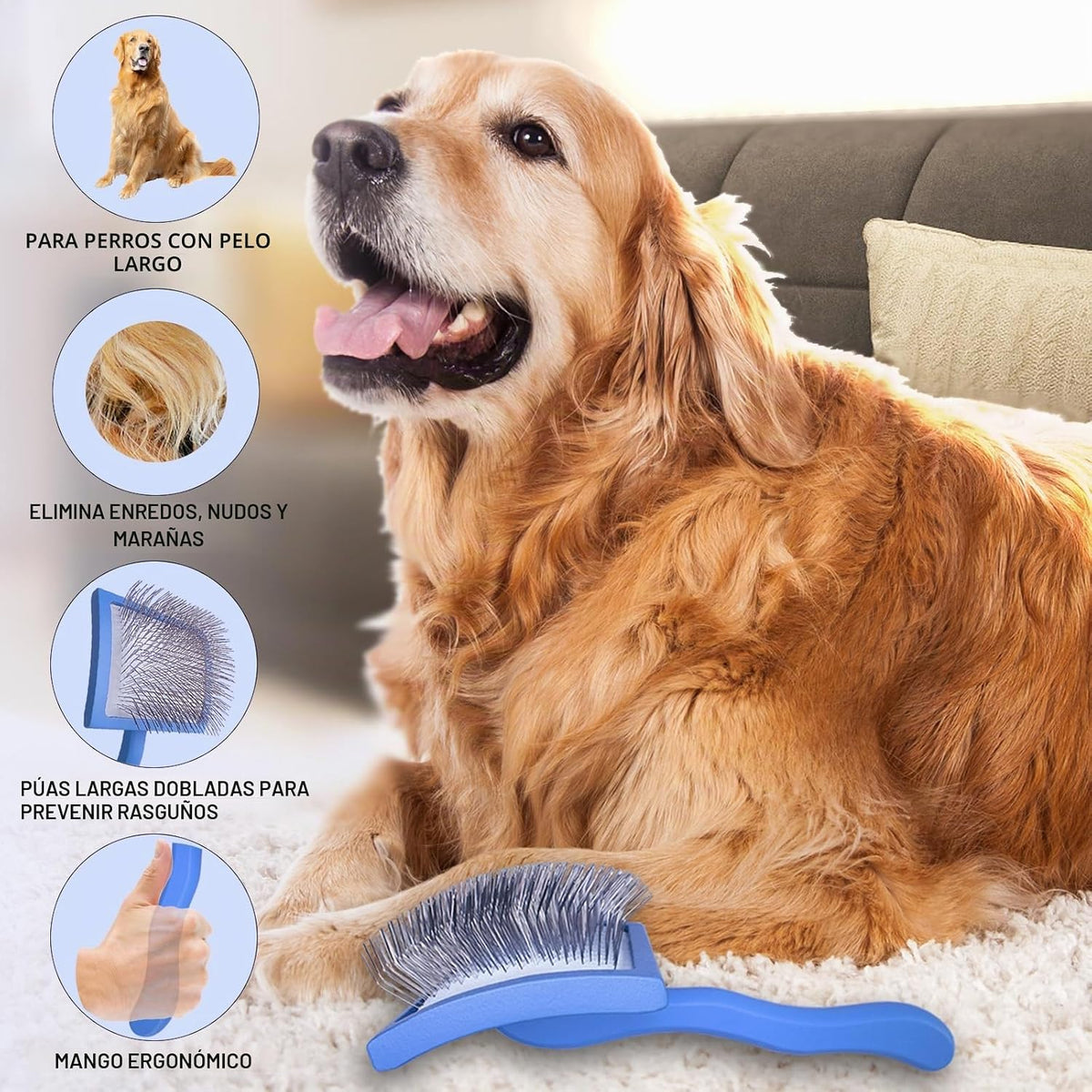 Anrundar - 2 cepillos deslizantes para perros y mascotas, cepillo d...