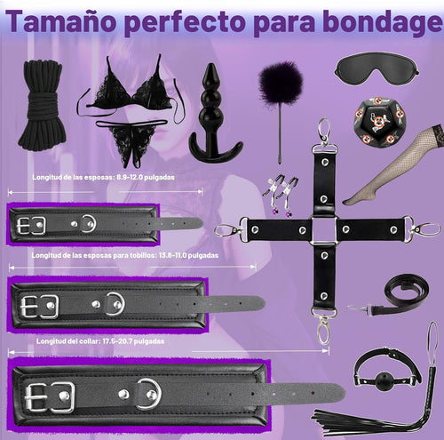 15 piezas de kits de restricciones de bondage sexual BDSM, esposas...