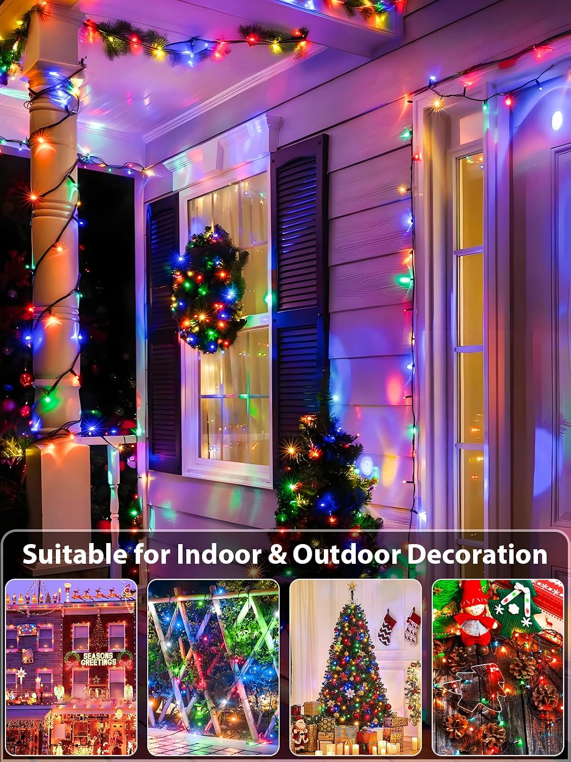 Guirnalda de 1000 luces LED multicolor, interior, exterior, cable v...