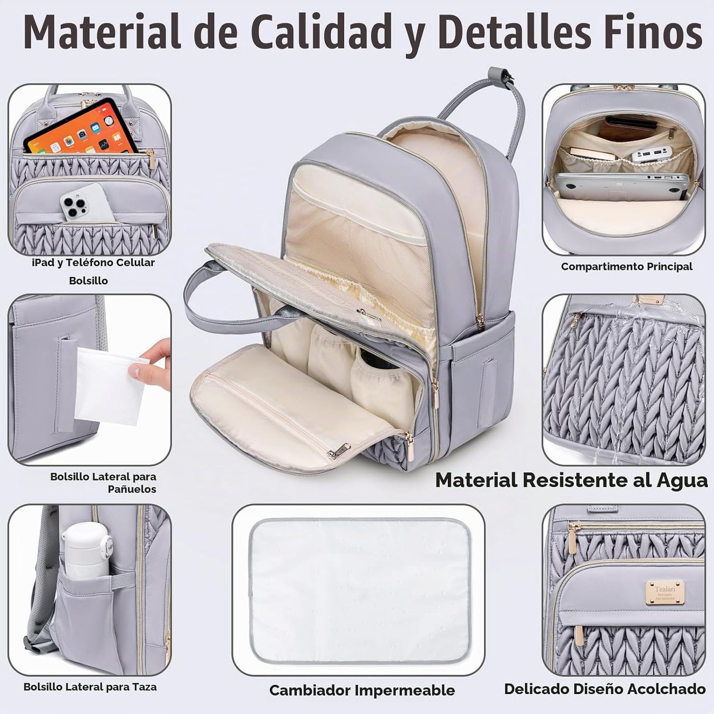 Tealari Mochila para pañales, elegante bolsa de pañales para bebé,...