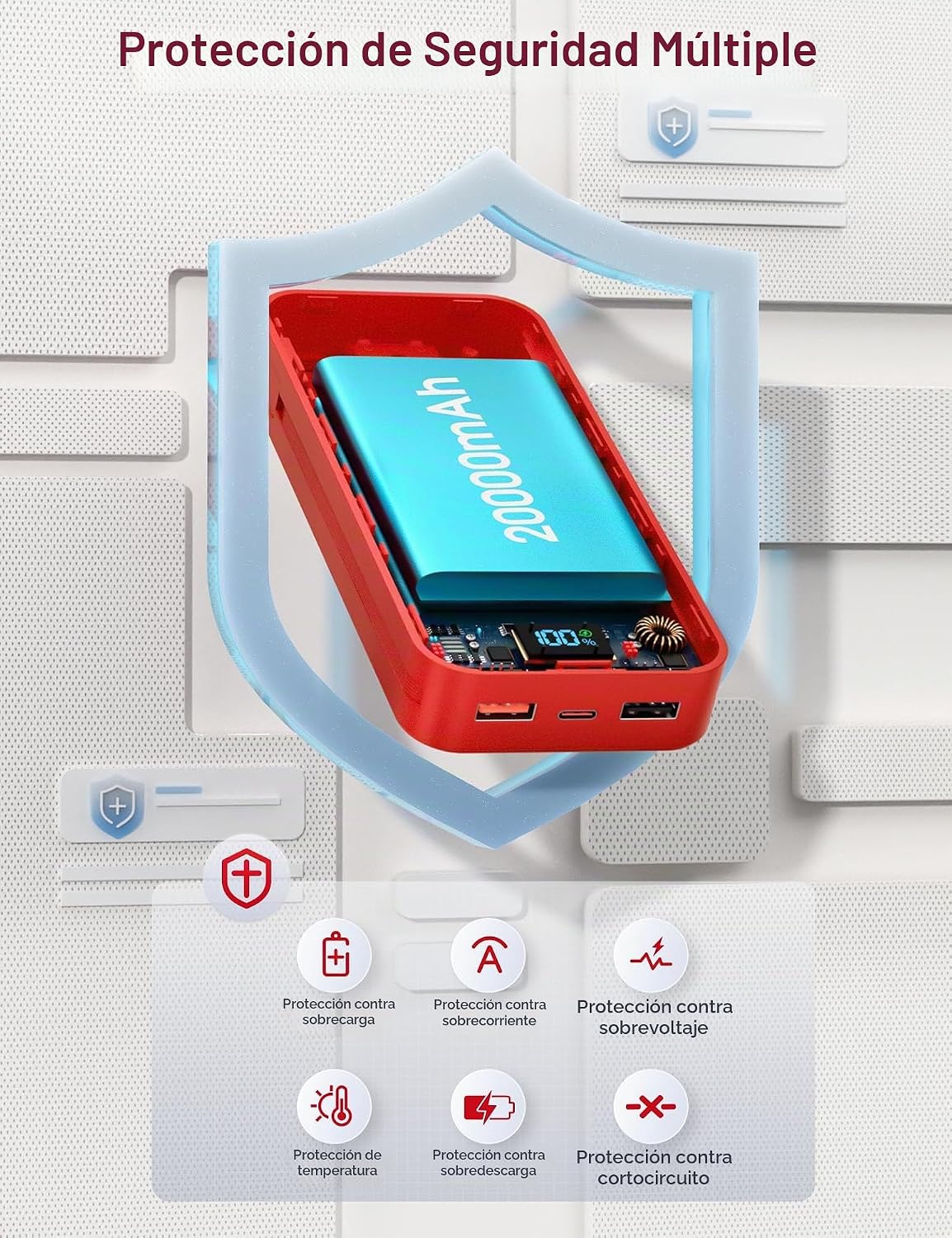Nusyddy Cargador portátil 20000mAh de carga rápida w\/incorporado e...