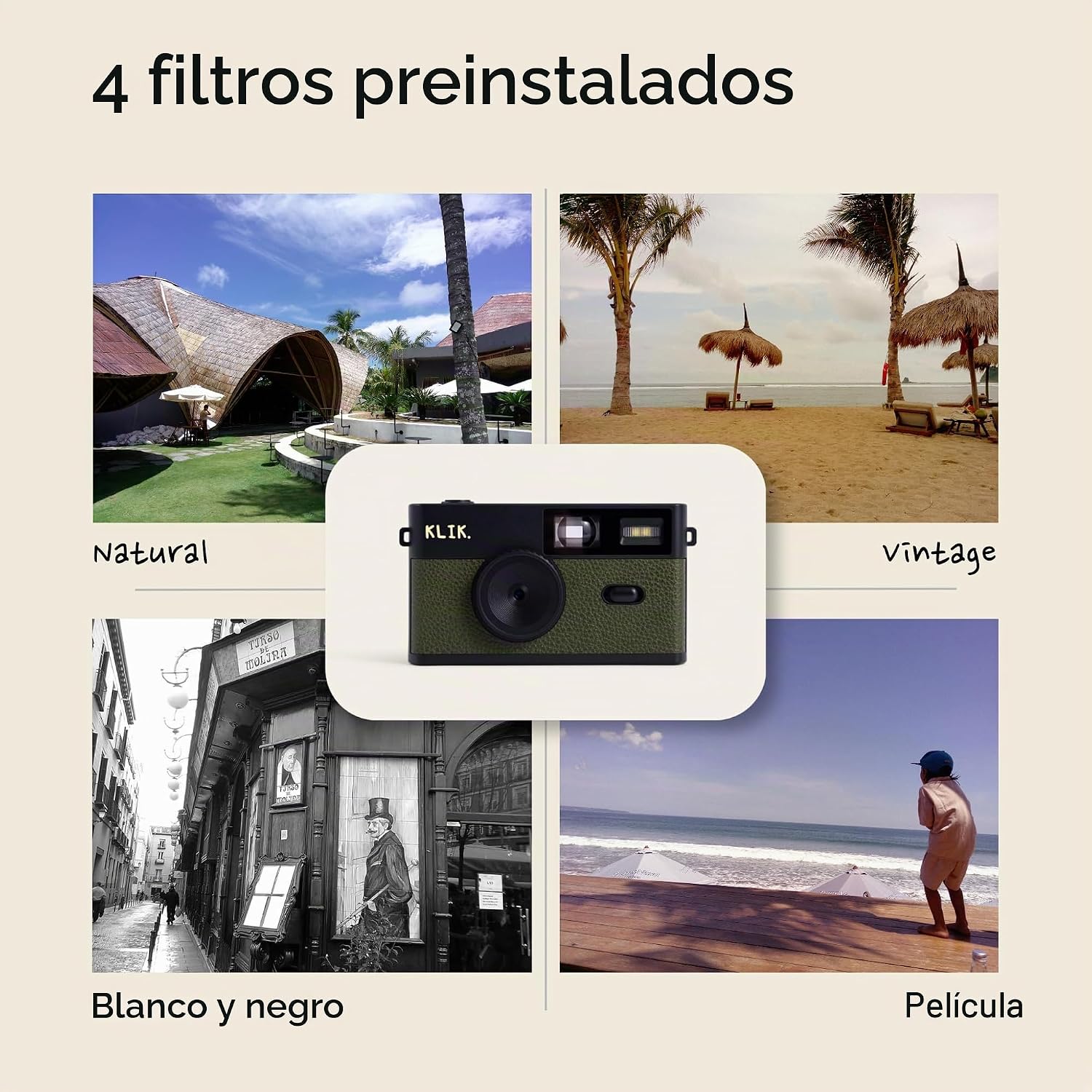 Cámara digital sin pantalla Klik | Mantente presente y captura foto...