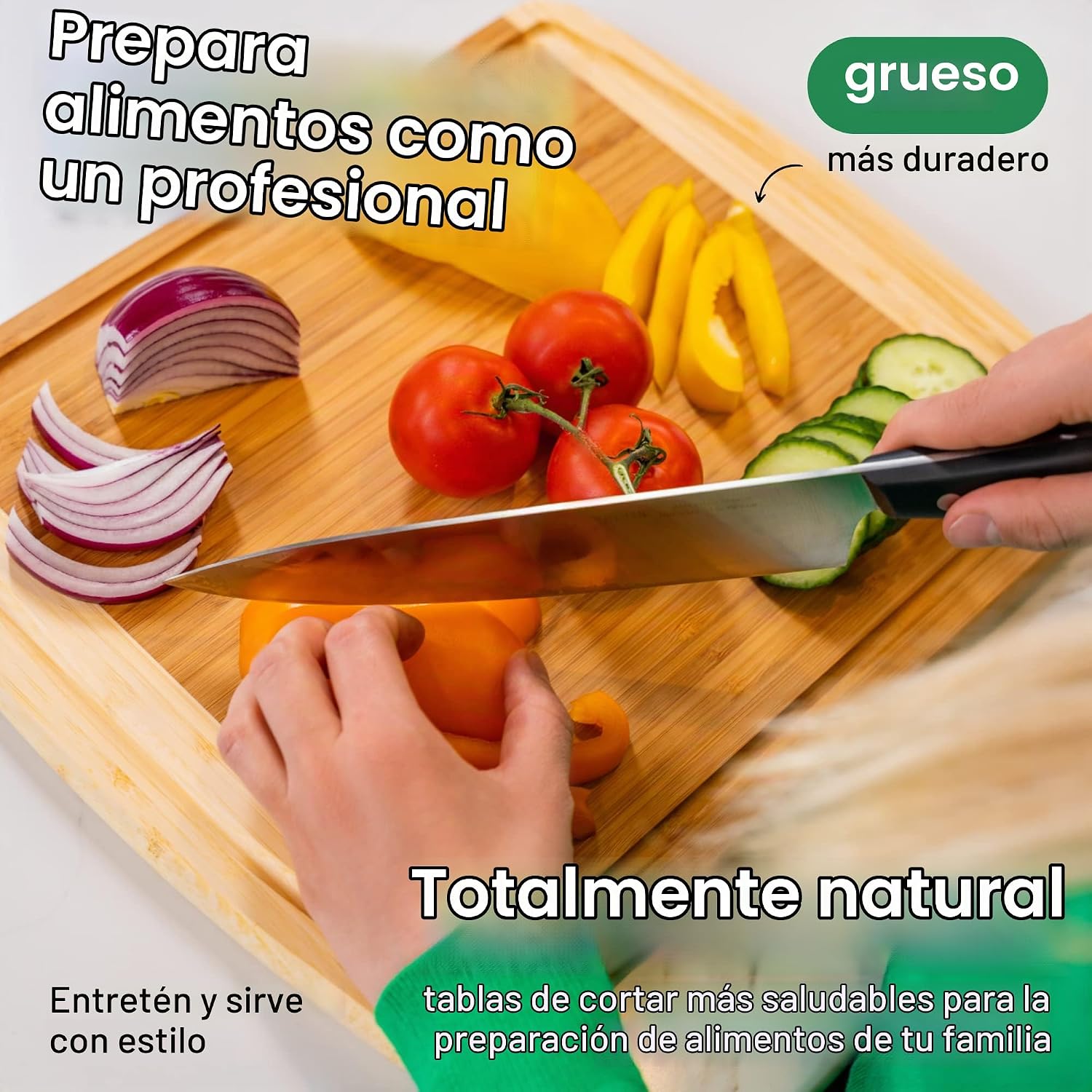 GREENER CHEF Tabla de cortar mediana de 15 pulgadas con reemplazos...