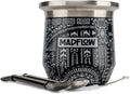 MADFLOW Taza de Yerba Mate. Taza mate de acero inoxidable con 2 bombillas. Calabaza de yerba mate aislada al vacío de doble pared. Juego único de calabaza y bombilla