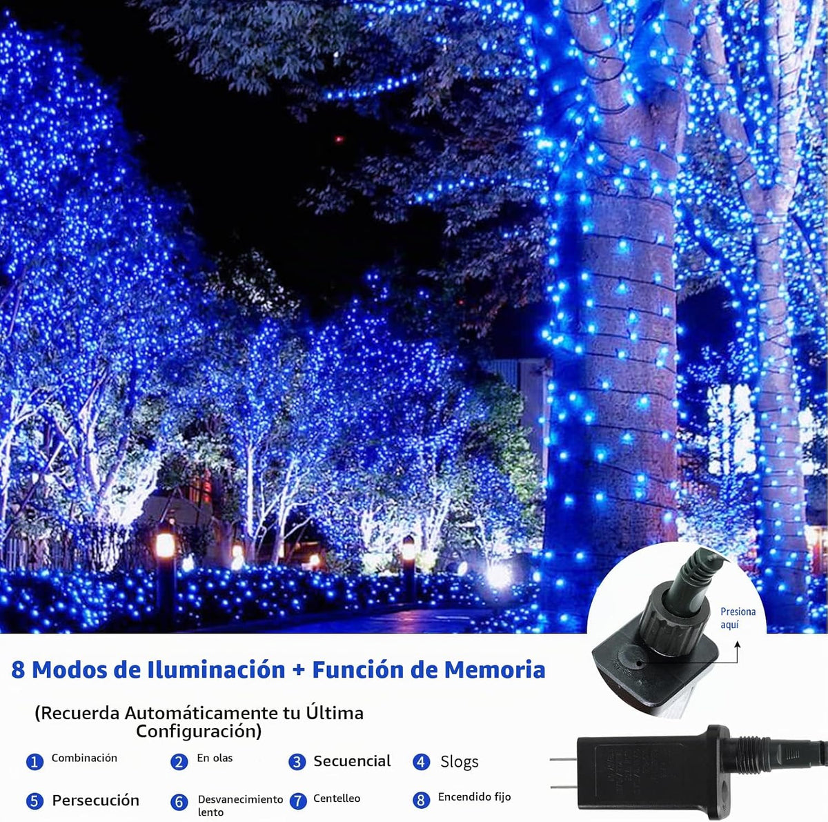 MZD8391 - Guirnalda de luces de Navidad de 300 LED para interiores...