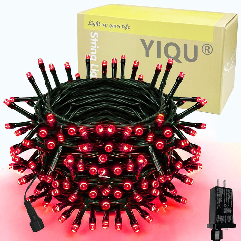 YIQU 75.8 FT 200 LED Extensible Rojo Navidad Cadena Luces Interior...
