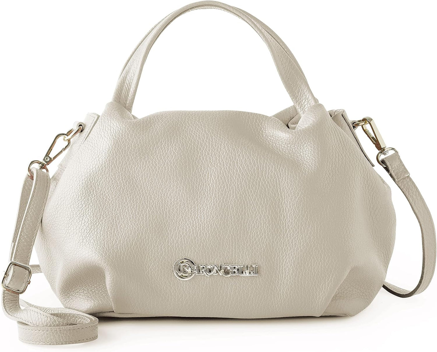 Bandolera Baroncelli de cuero italiano, de piel suave auténtica de tamaño mediano