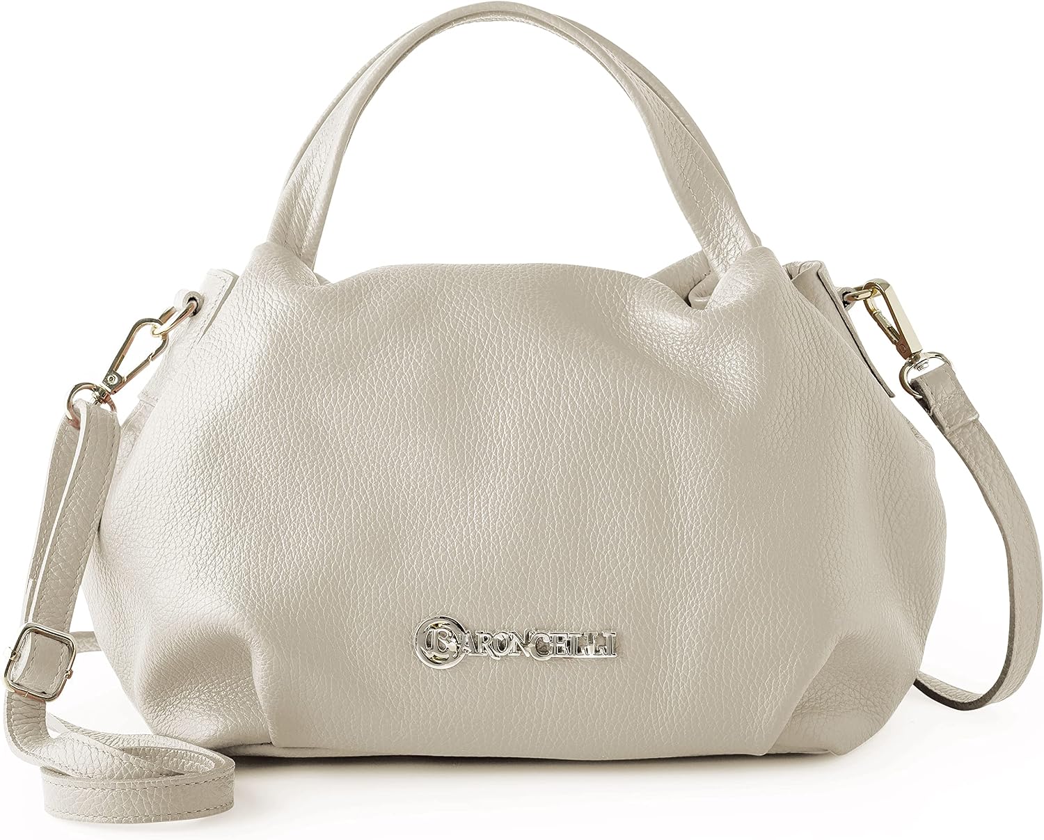 Bandolera Baroncelli de cuero italiano, de piel suave auténtica de tamaño mediano