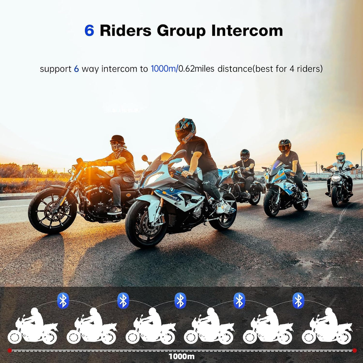 FreedConn FX PRO - Auriculares Bluetooth para Casco de Motocicleta,...