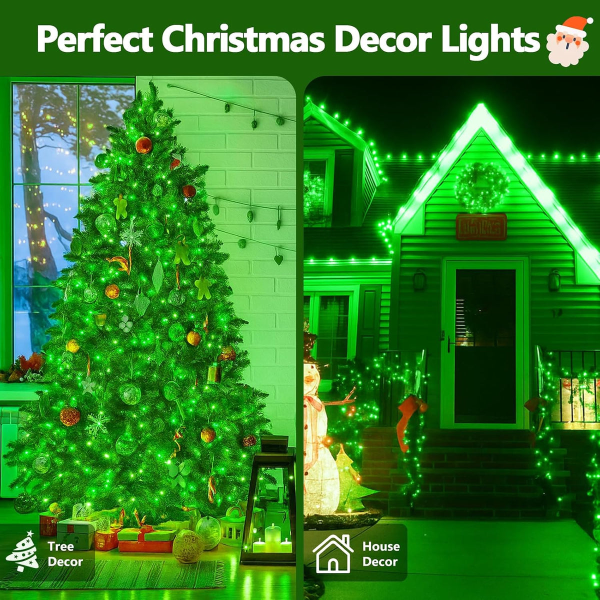 Guirnalda de 200 luces LED conectables, luces de Navidad de 66 pies...