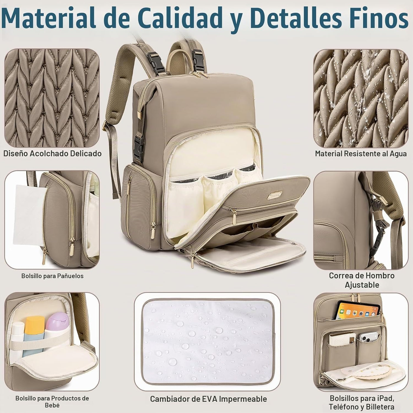 Tealari Mochila de pañales convertible 4 en 1, bolsa de pañales imp...