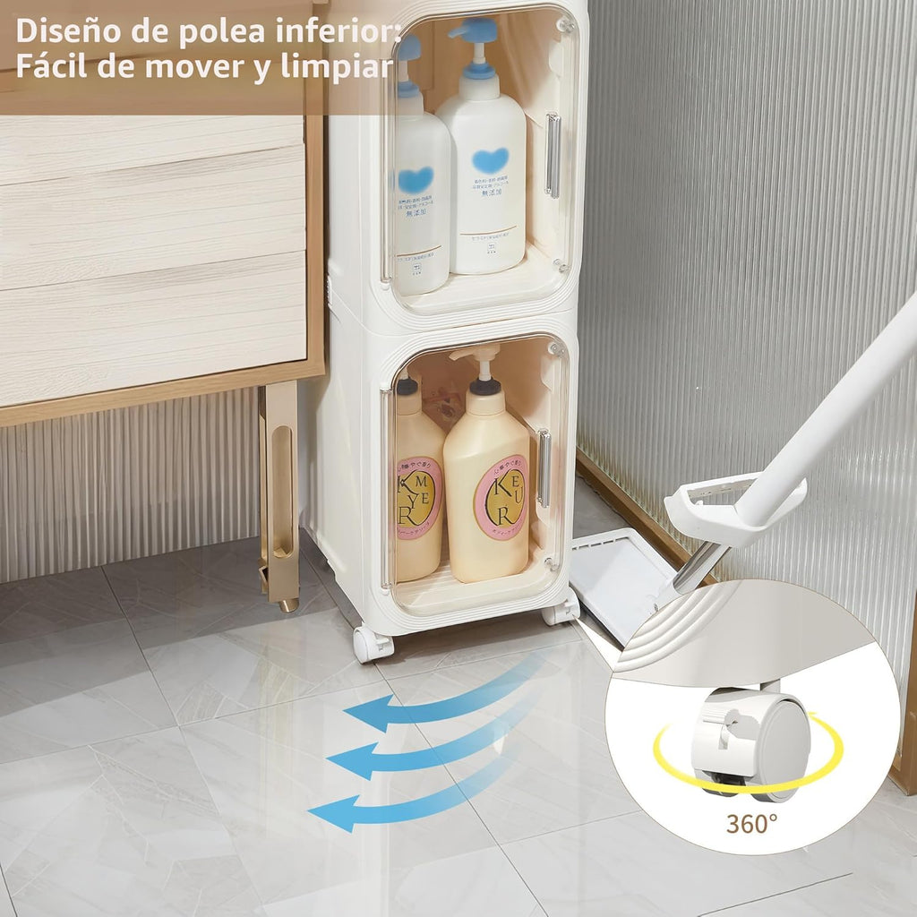 LXLXXL Armario de almacenamiento estrecho para baño delgado con rue...