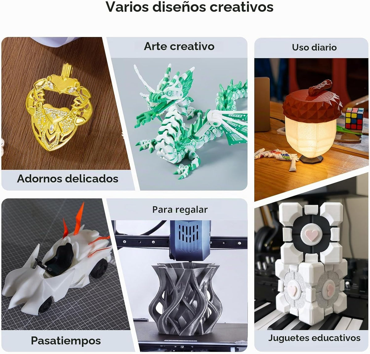 Creality Filamento de impresora 3D PLA+, blanco y negro, paquete de...