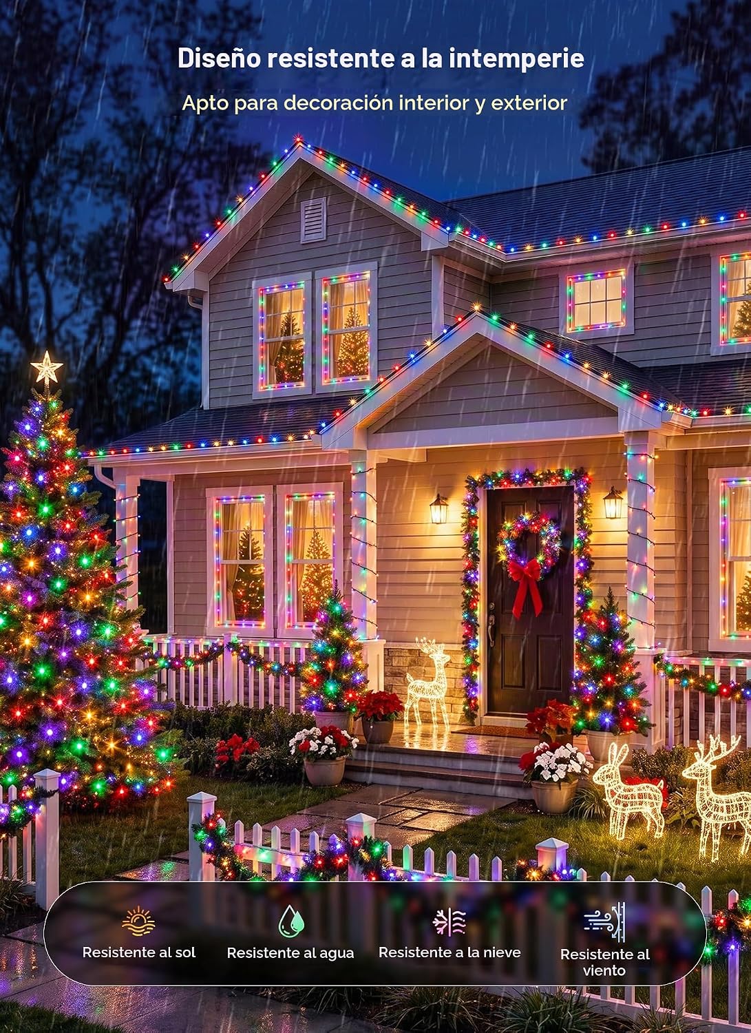 Brightown Luces LED inteligentes para árbol de Navidad, 200 LED de...