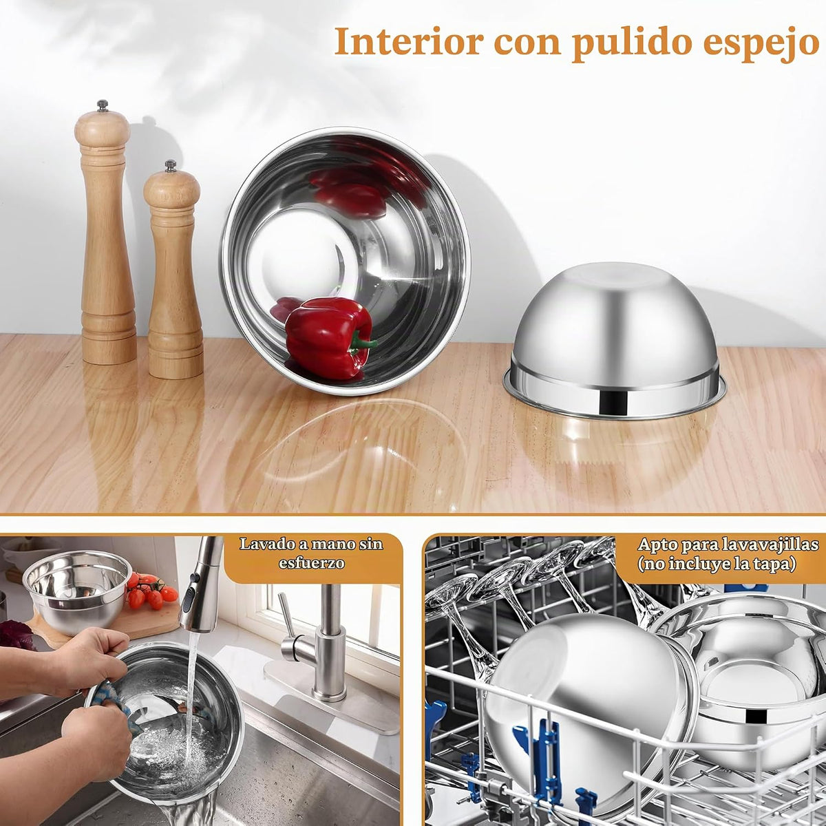 Juego de cuencos para mezclar con tapas herméticas LIANYU, 3 paquet...