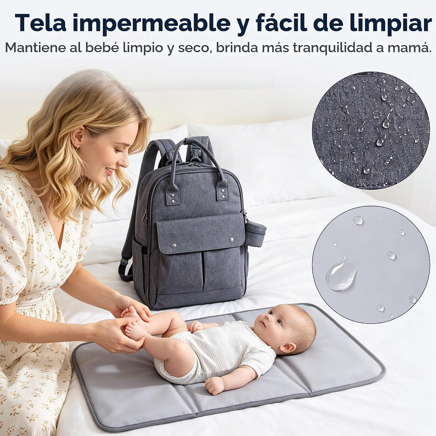 Bolso para pañales multifuncional Alllovely con bolsillos aislados...