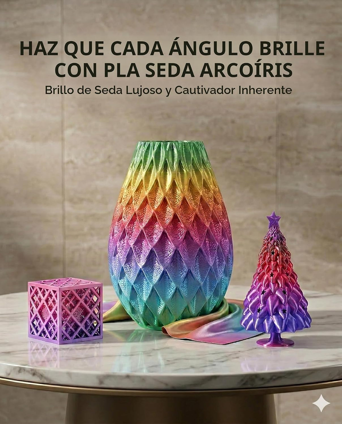 SUNLU Rainbow Silk PLA 0.07 in, paquete de carrete de 8.82 oz, fila...
