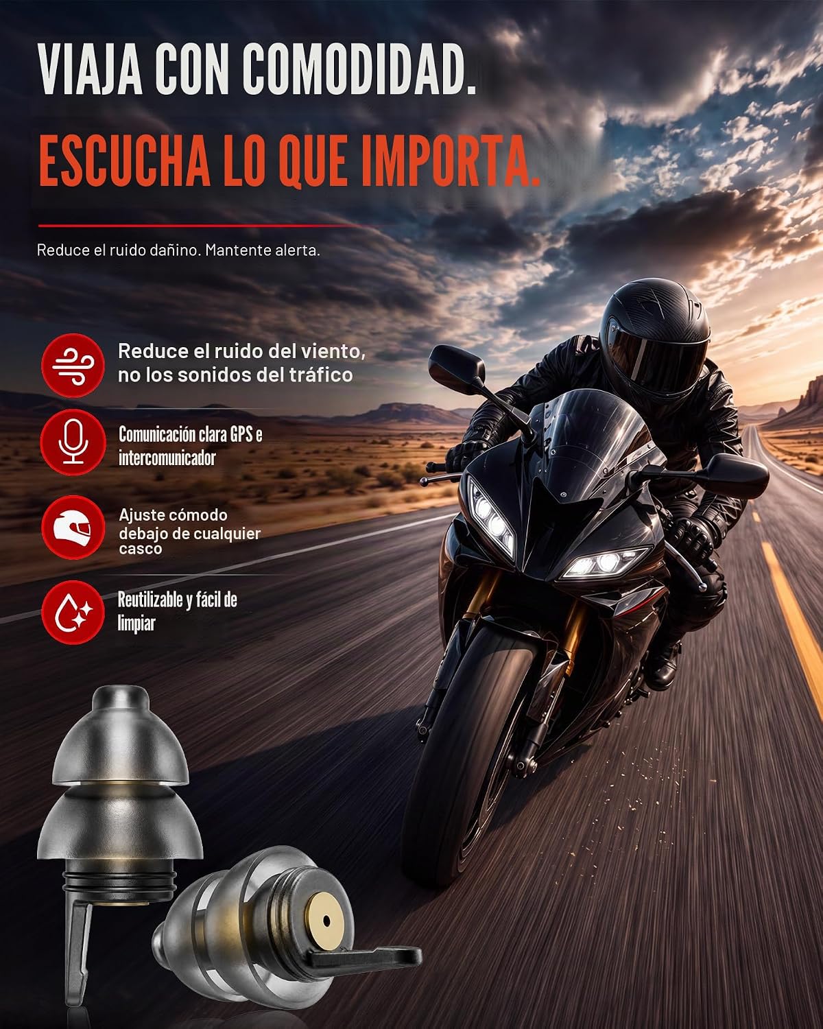 Tapones para los oídos Softvox para motocicletas para reducción de...