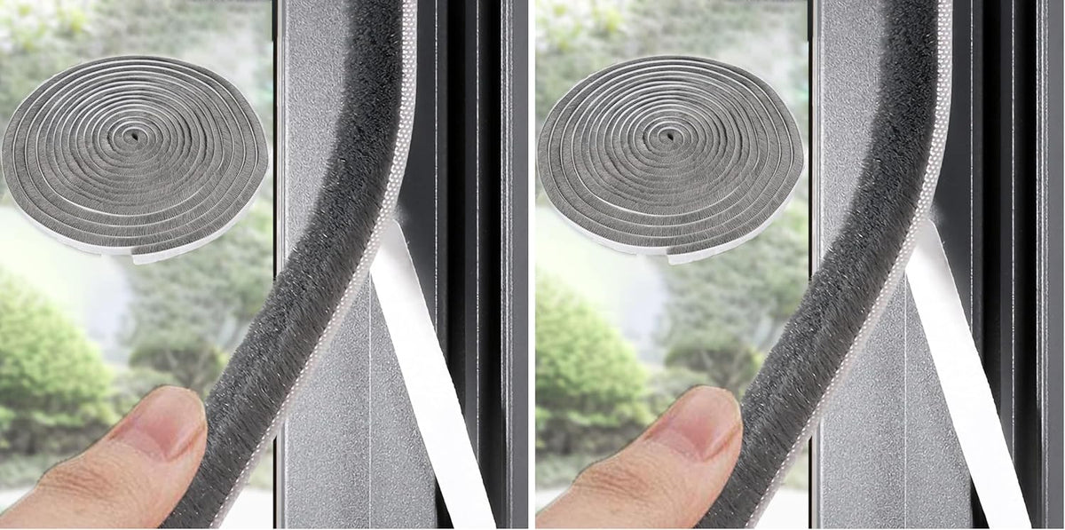 Burlete autoadhesivo gris de 33 pies para puertas y ventanas, 0.35...