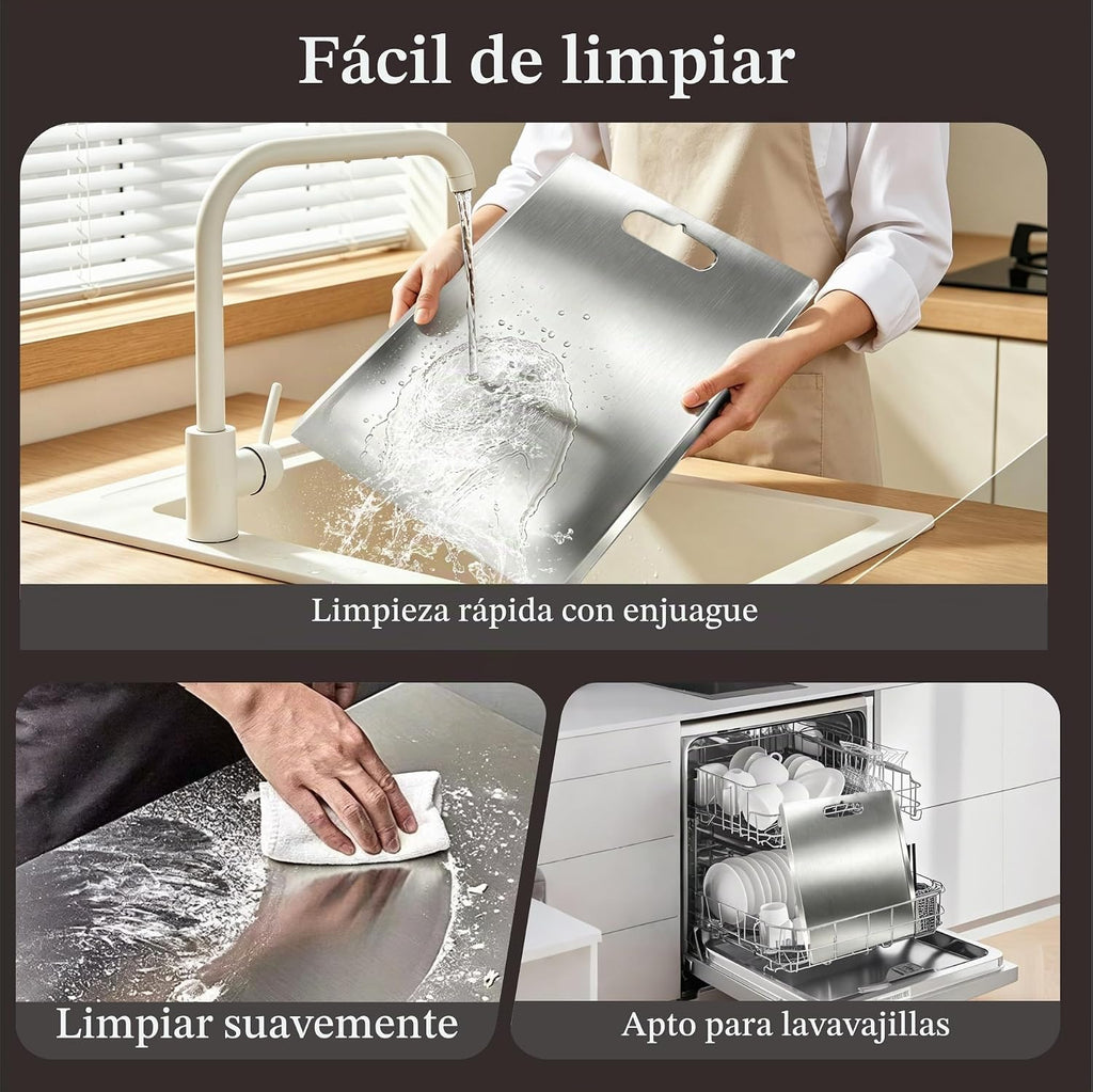 Tabla de cortar de acero inoxidable con labio, tablas de cortar 3PC...