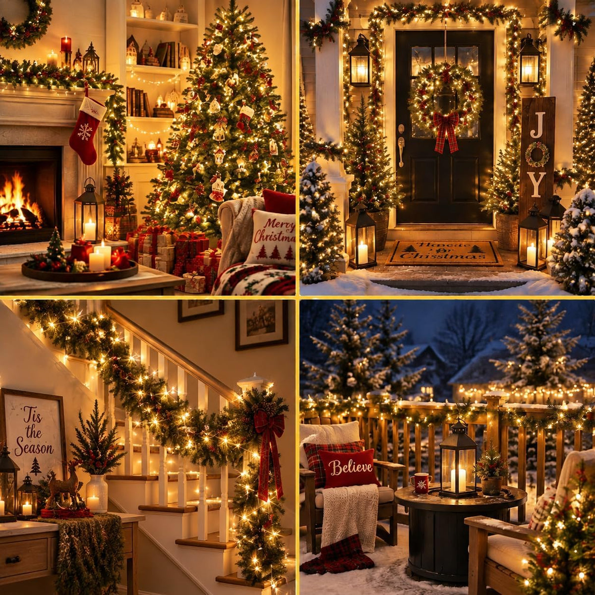 Guirnalda de luces navideñas conectables de 99 pies y 300 LED para...