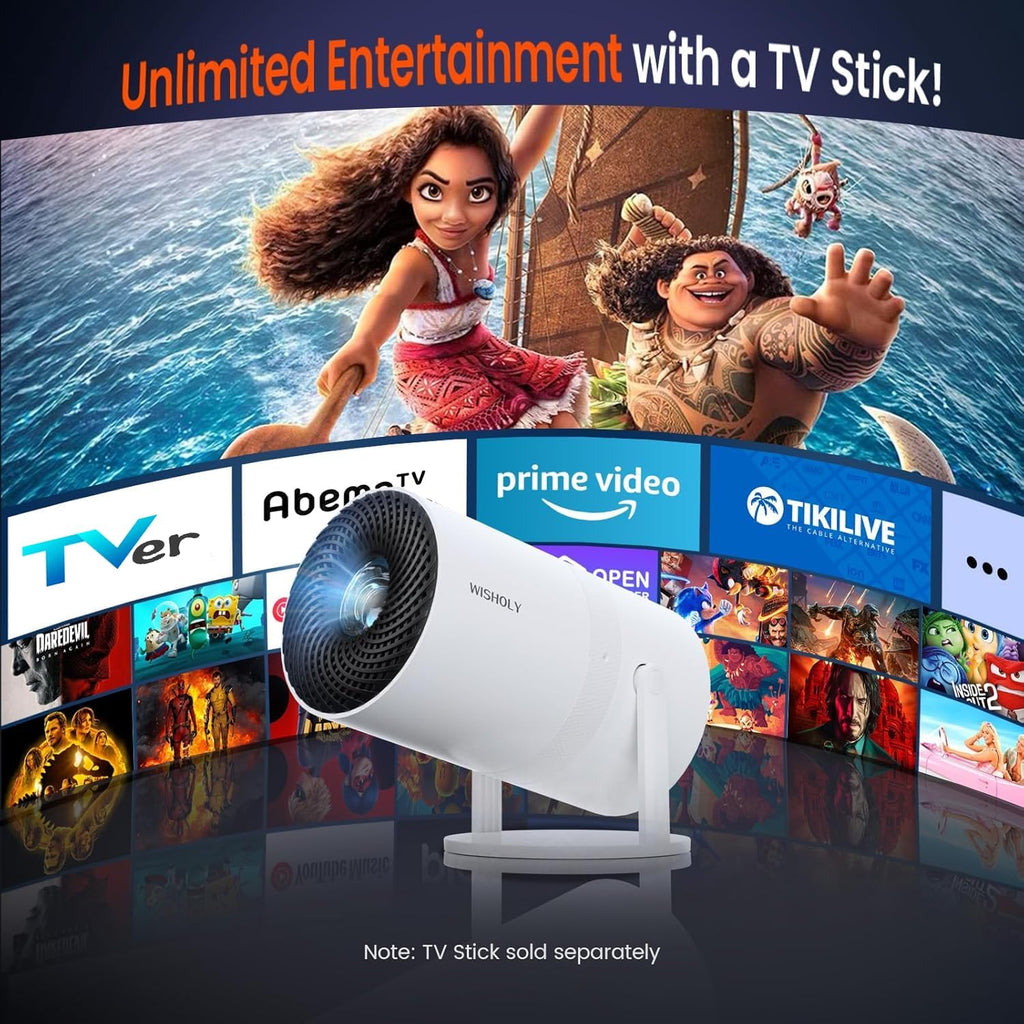 WISHOLY Mini Proyector con WiFi y Bluetooth, Proyector de Películas...