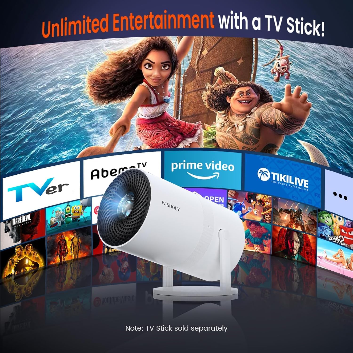 WISHOLY Mini Proyector con WiFi y Bluetooth, Proyector de Películas...