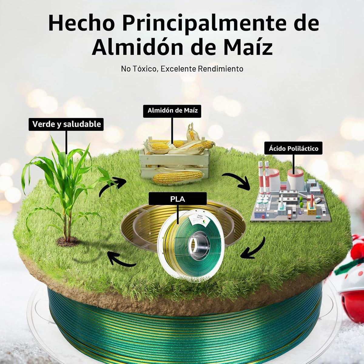 AMOLEN Filamento de impresora 3D Glitter PLA de 1.75 mm Filamento b...