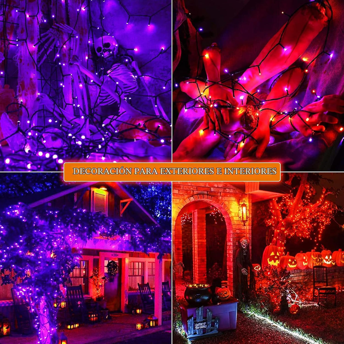 MZD8391 - Luces de Halloween naranjas y moradas para interiores y e...