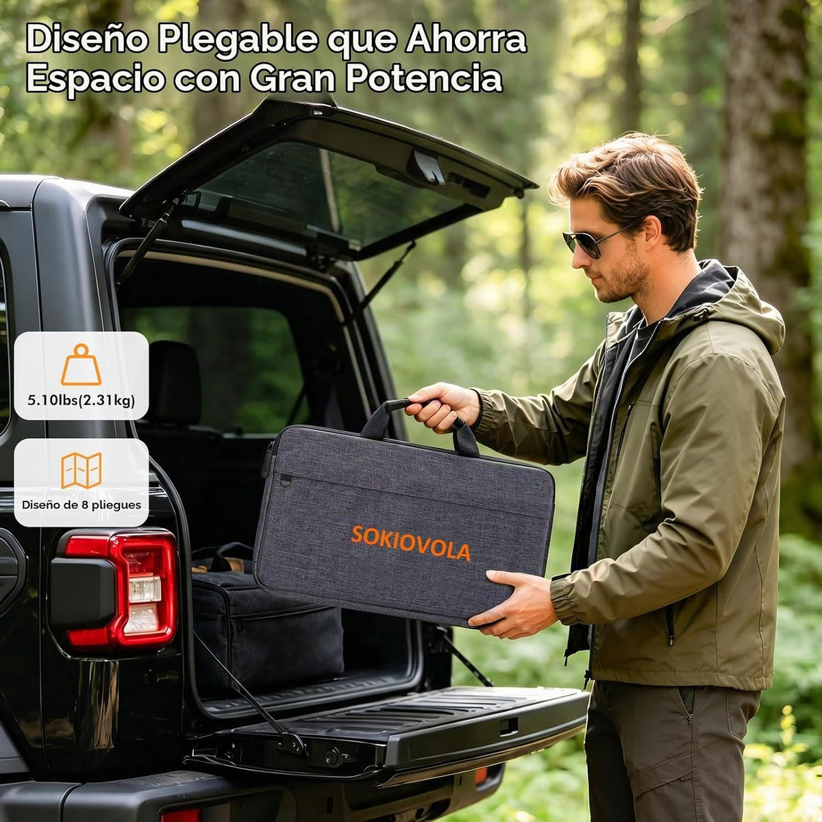 SOKIOVOLA Panel solar portátil de 100 W MC-4 Kits de cargador de pa...