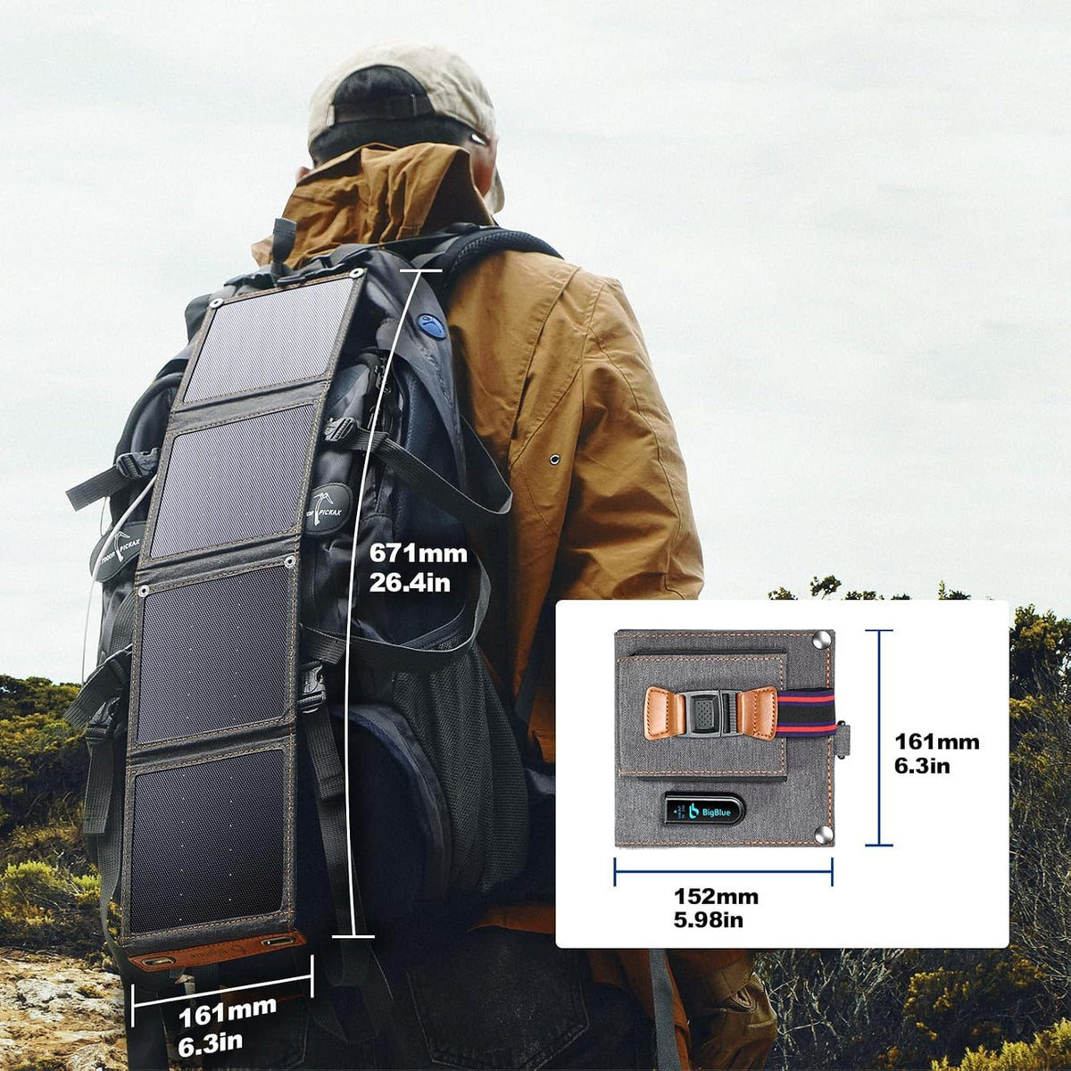 Cargador solar pequeño mejorado: paneles solares BigBlue de 14 W co...