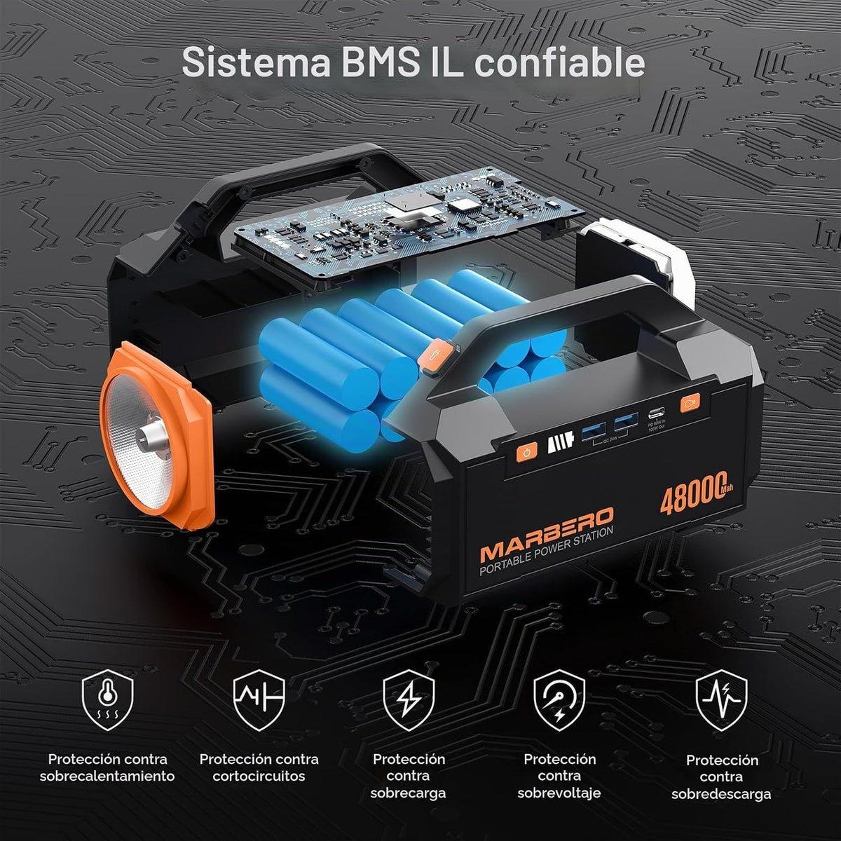 MARBERO Generador solar de 177.6Wh Estación de energía portátil par...