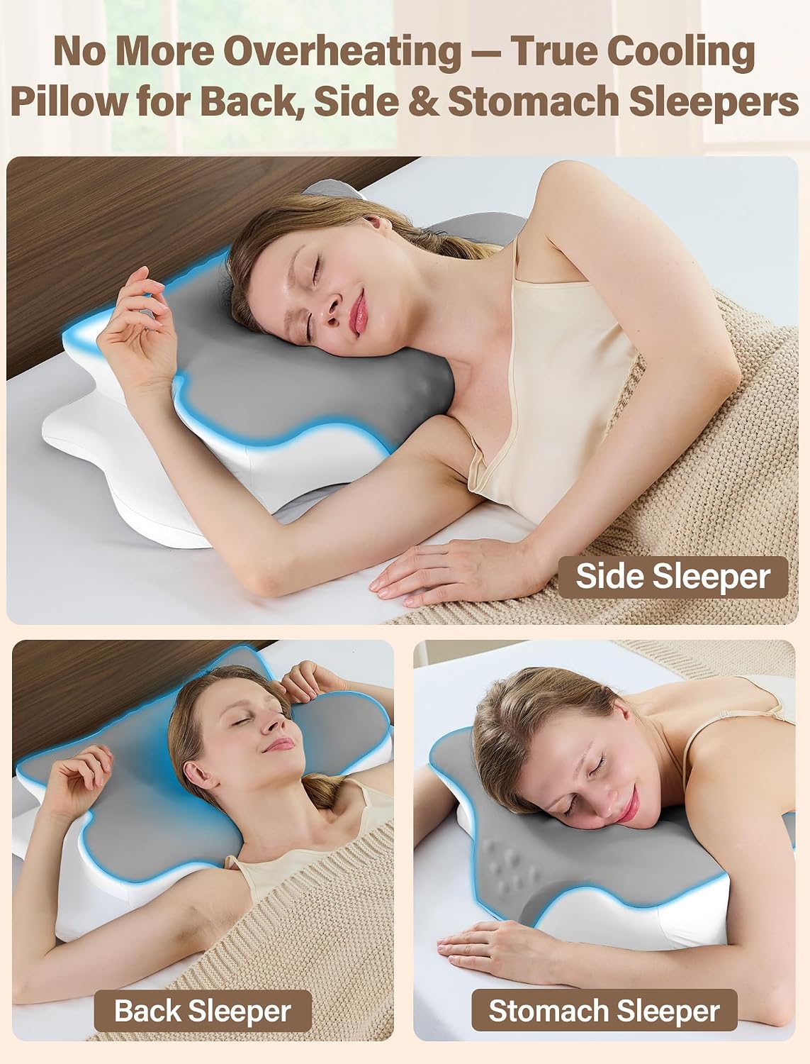 Almohada cervical para el cuello para aliviar el dolor, almohada er...