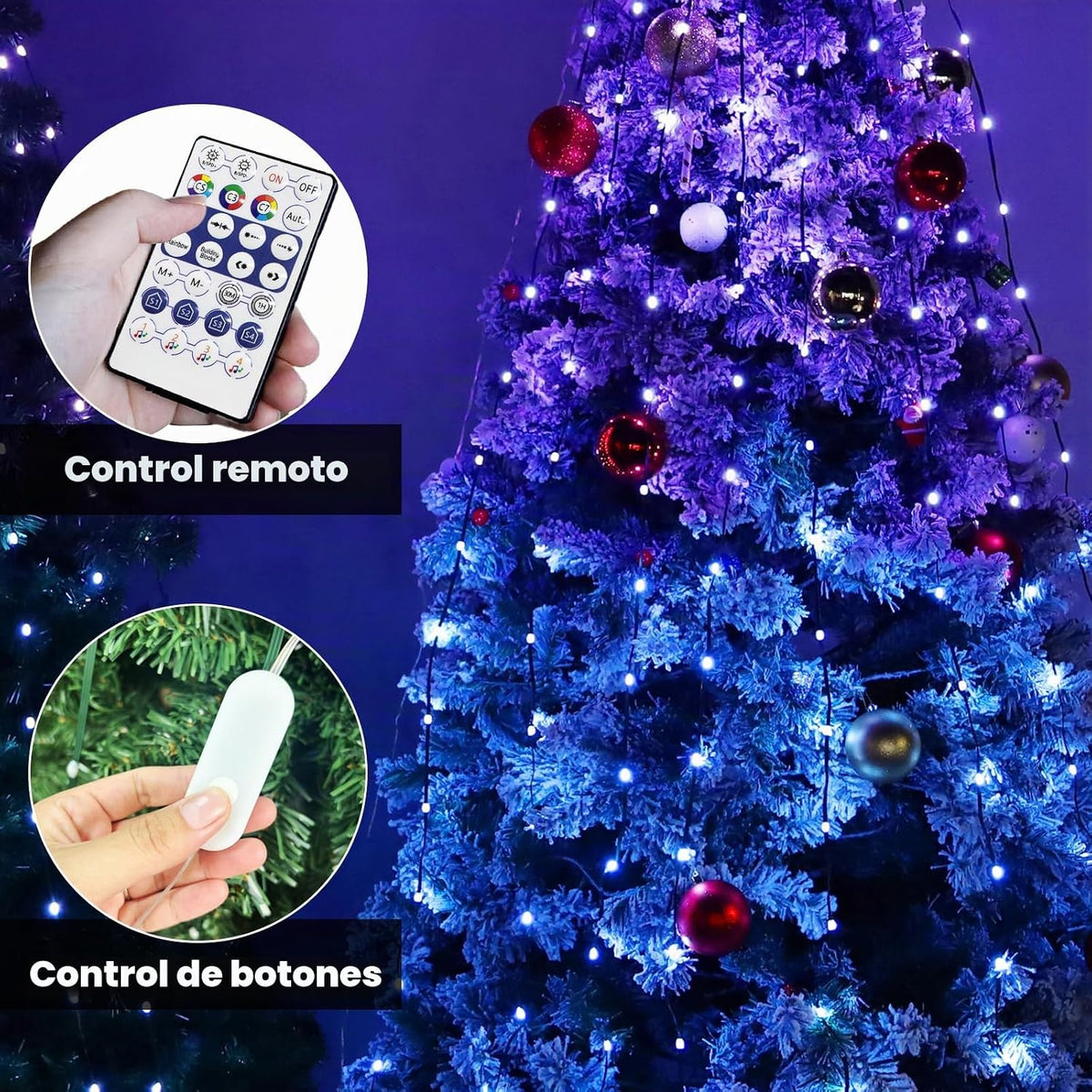 ROSE ME 200 luces LED para árbol de Navidad, 6.6 pies x 10 cuerdas,...