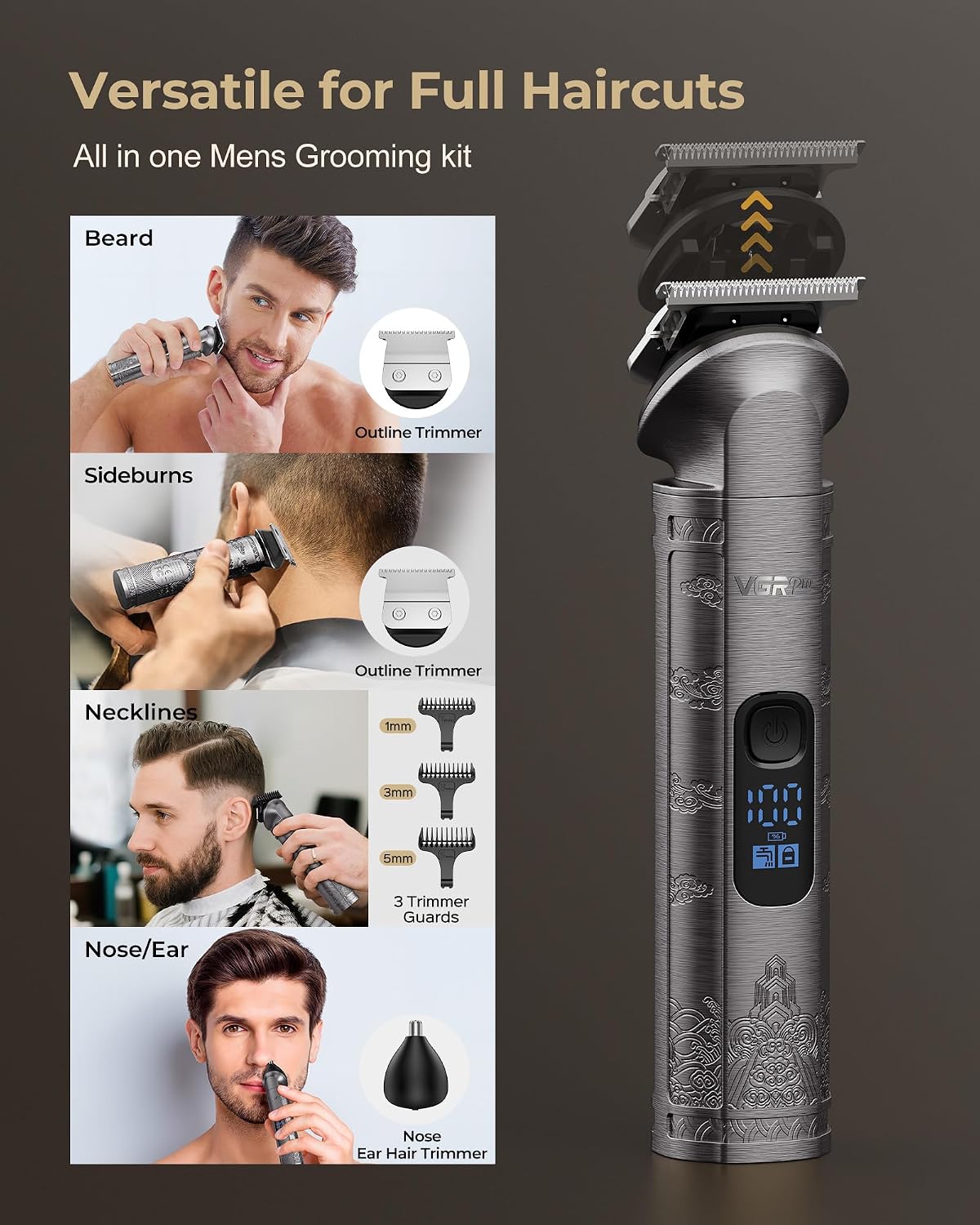 Cortapelos Vgrpro para Hombres Profesional, Cortapelos Inalámbrico...