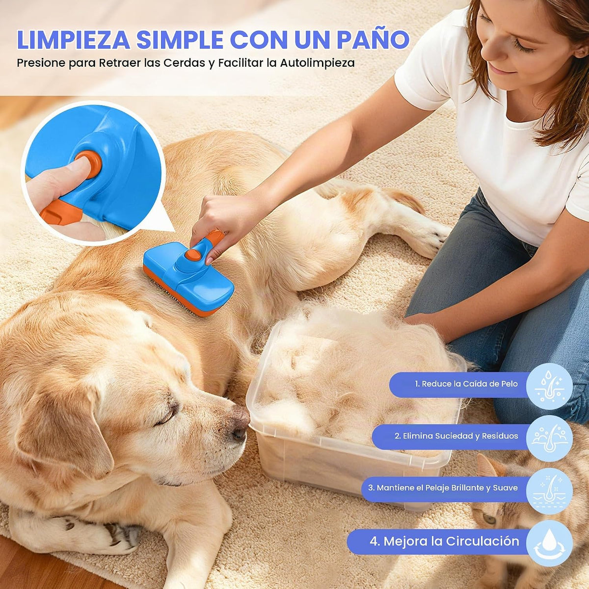 Cepillo de limpieza autolimpiante, kit profesional 5 en 1 de aseo d...