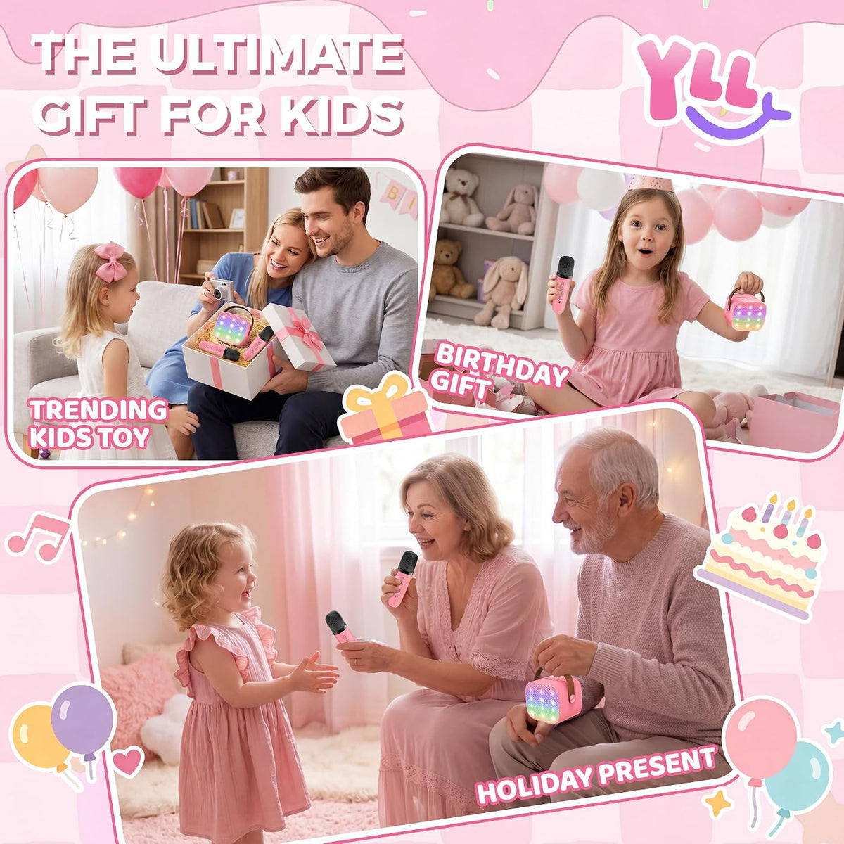 YLL Máquina de karaoke para niños, regalos de cumpleaños de juguete...