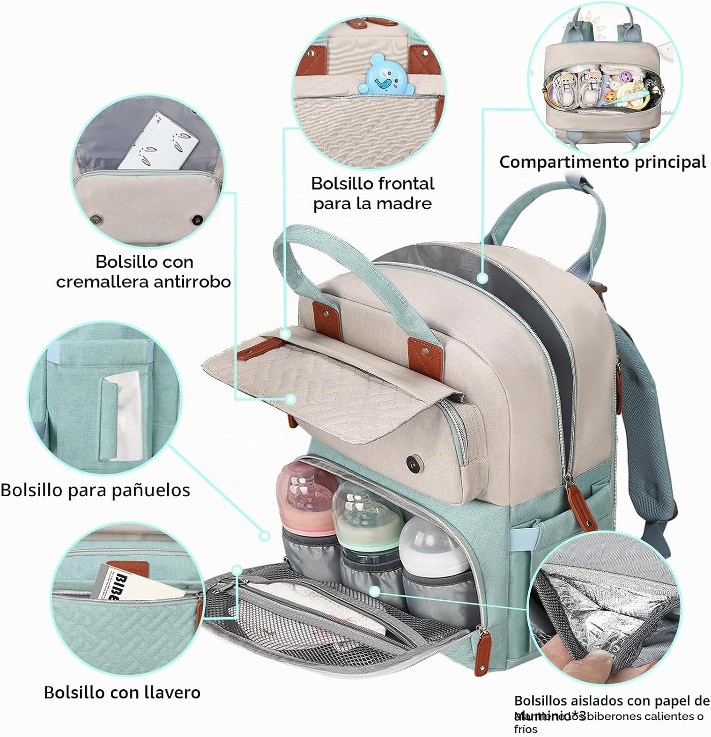 Legestori Mochila para pañales, bolsa de pañales para bebé niña con...