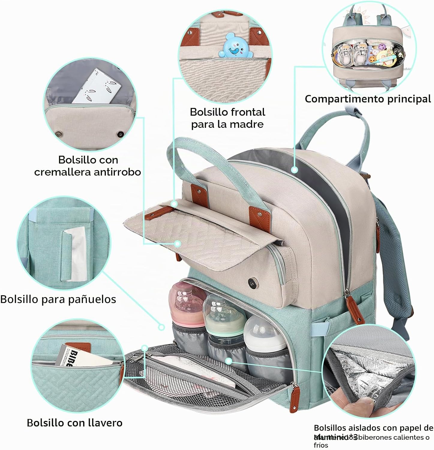 Legestori Mochila para pañales, bolsa de pañales para bebé niña con...