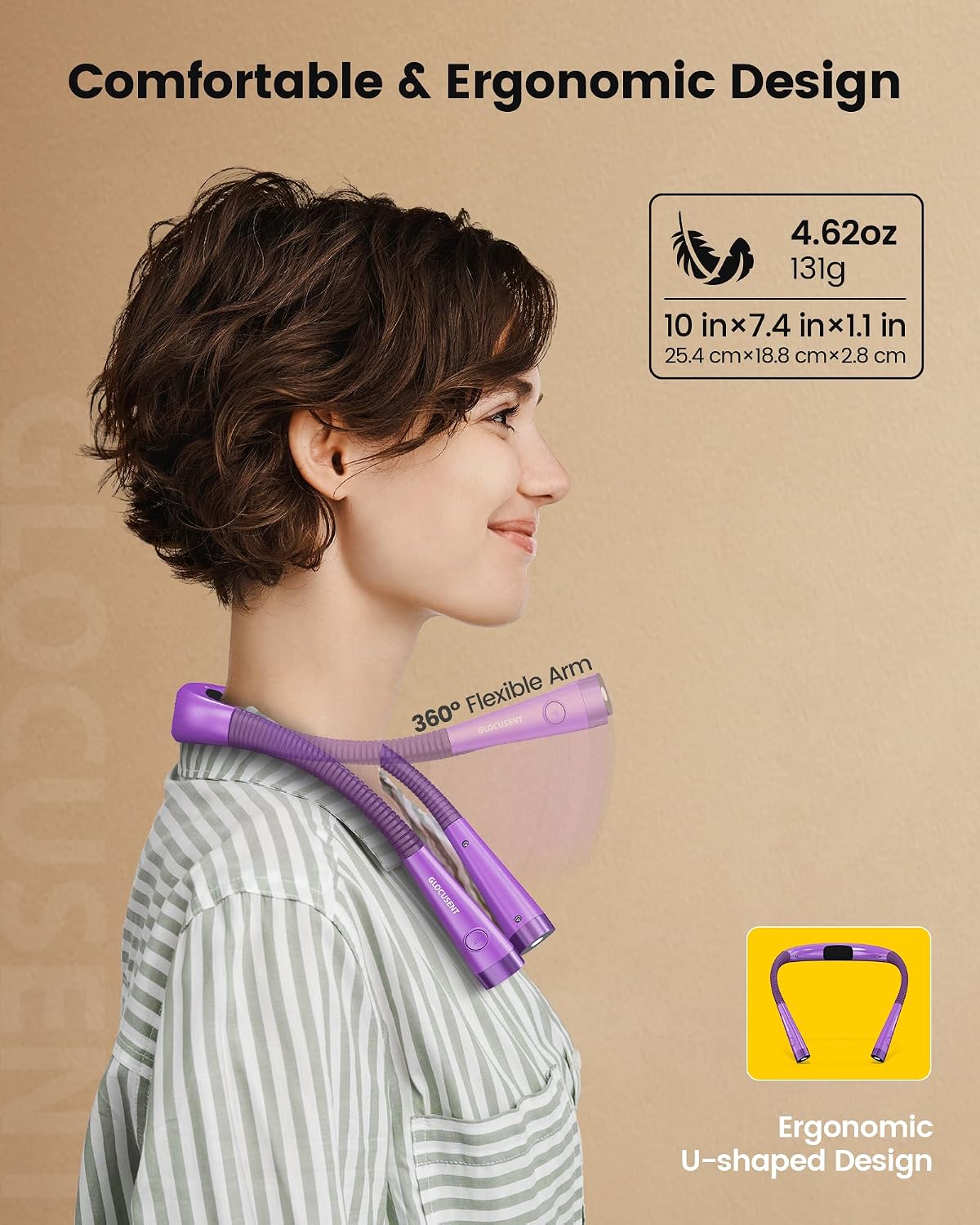 Glocusent Luz LED de lectura para el cuello, luz de libro para leer...