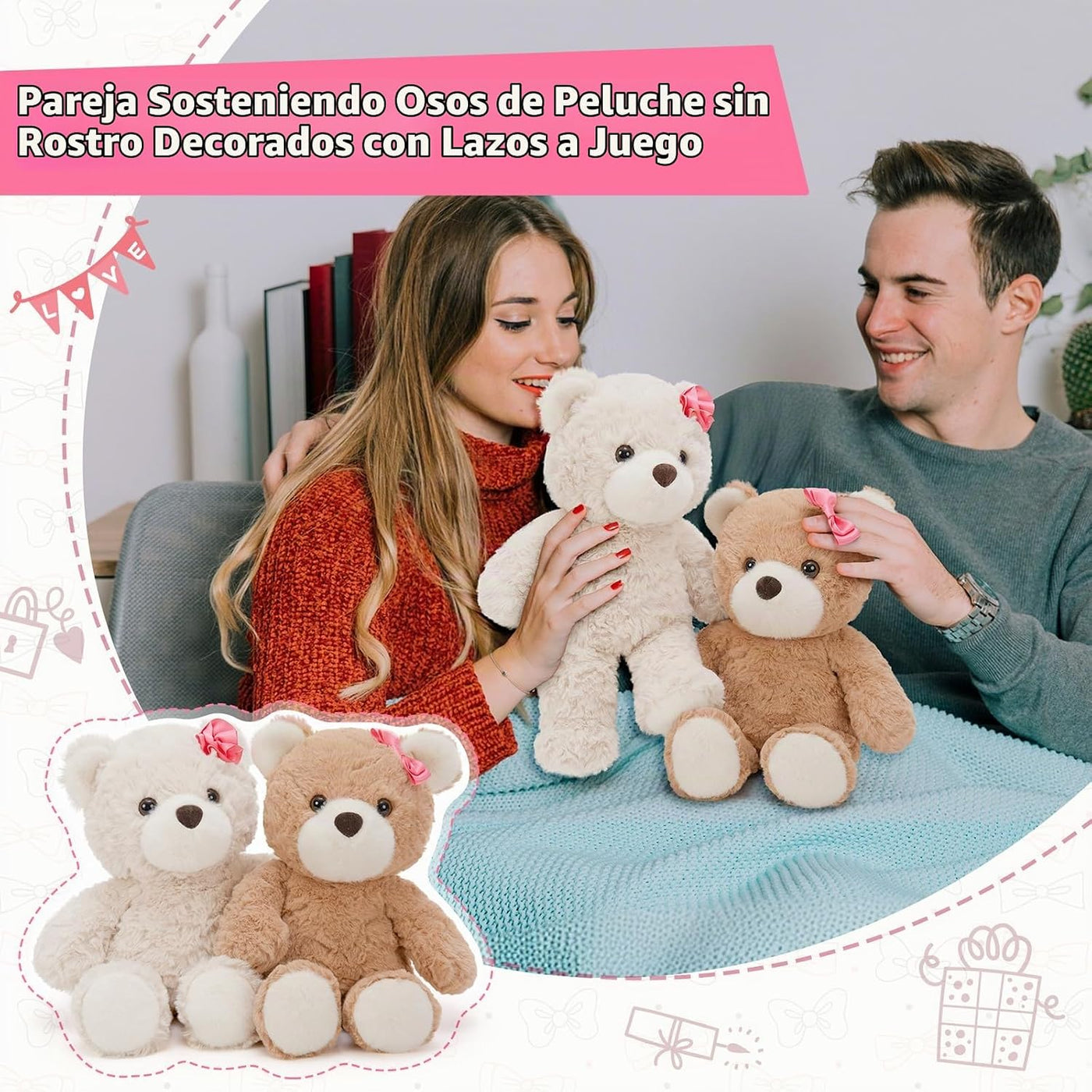 Muiteiur Paquete de 2 osos de peluche a granel, juego de oso de pel...