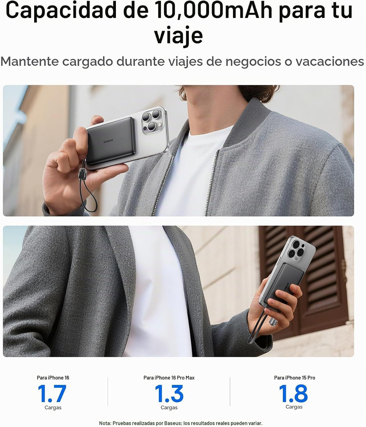 Baseus Picogo Qi2 - Cargador portátil Magsafe de 15 W, cargador por...