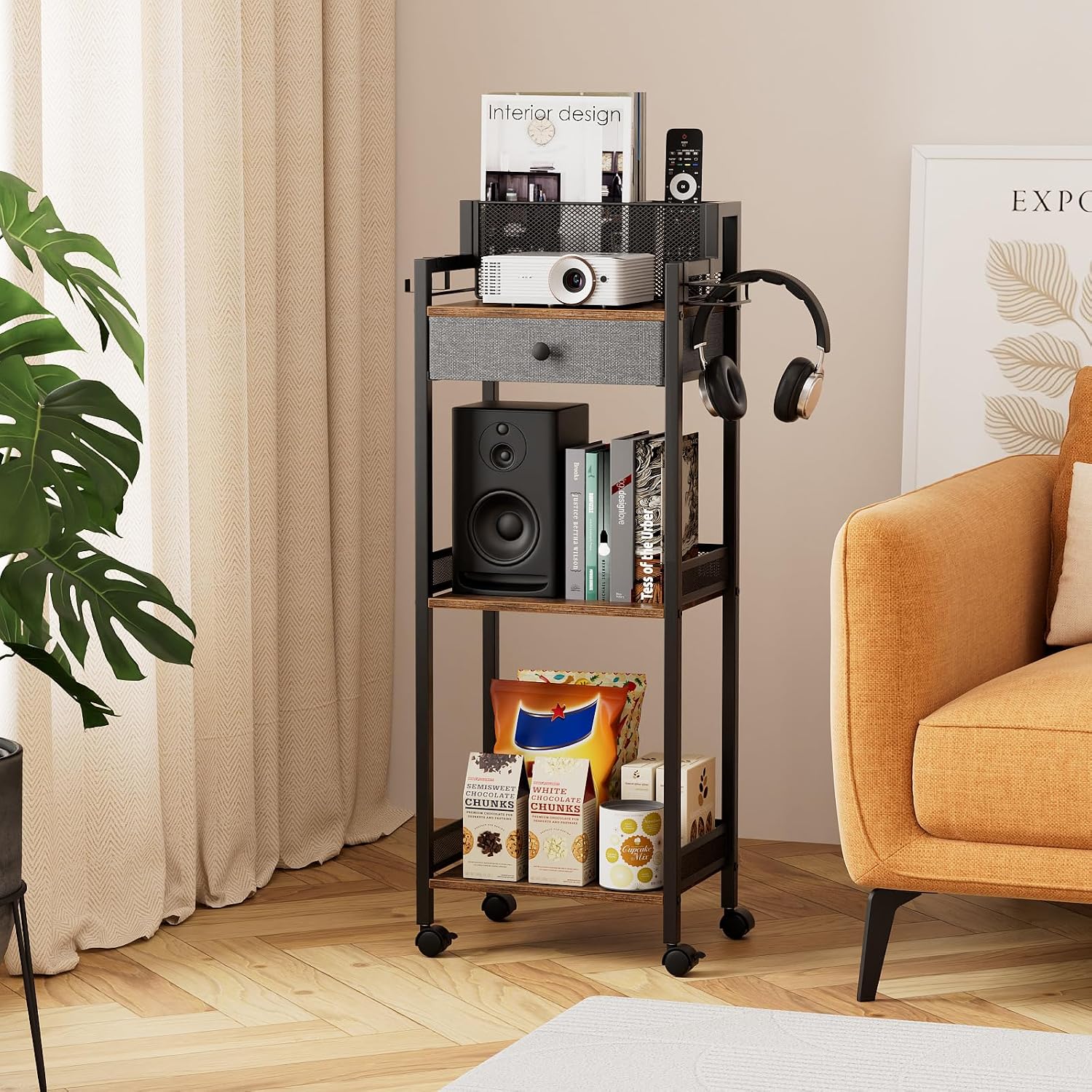 FURFUN - Soporte de baño, carrito de maquillaje con cajón para cosm...