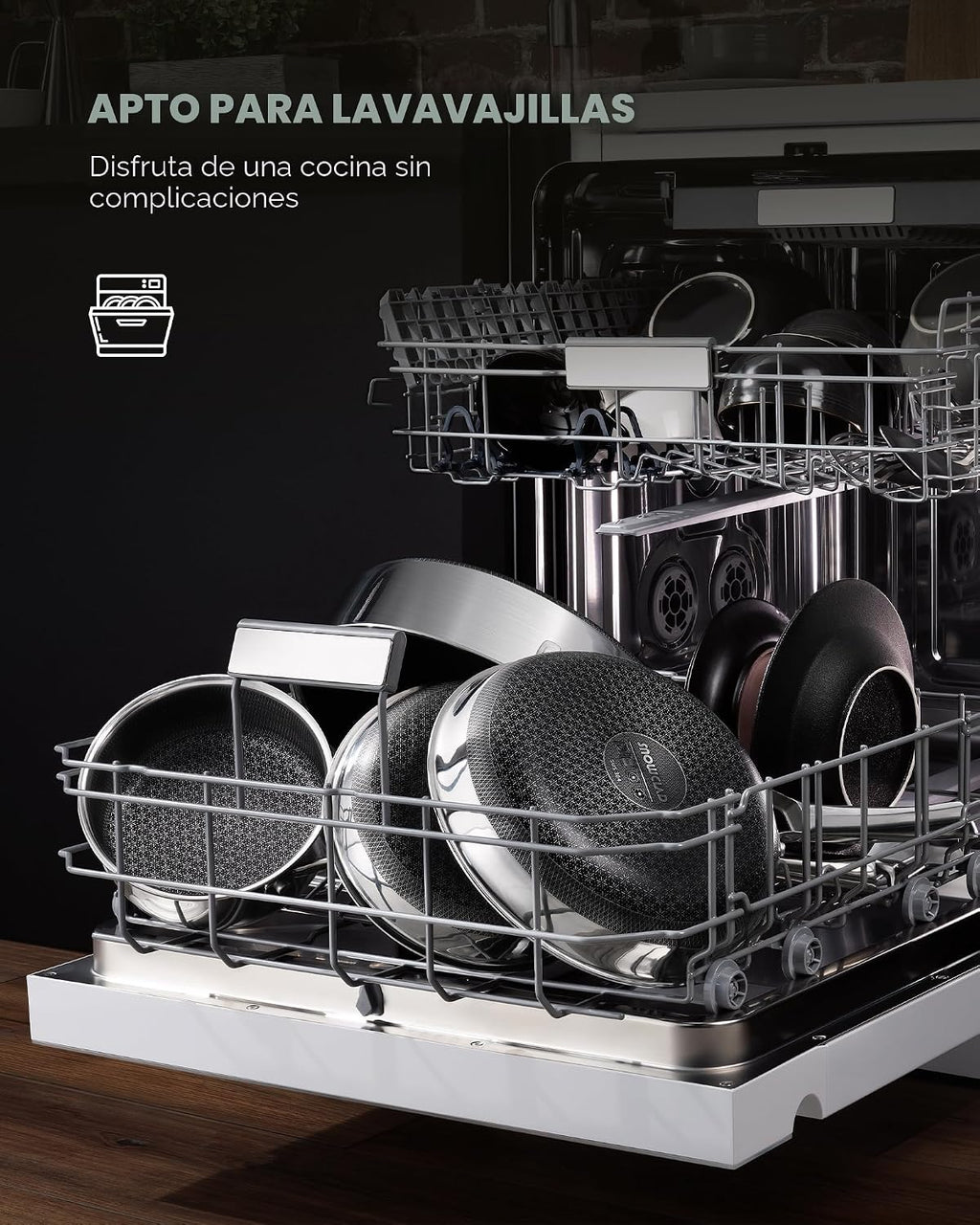 Juego de sartenes antiadherentes,Sartén de acero inoxidable de 8\/1...