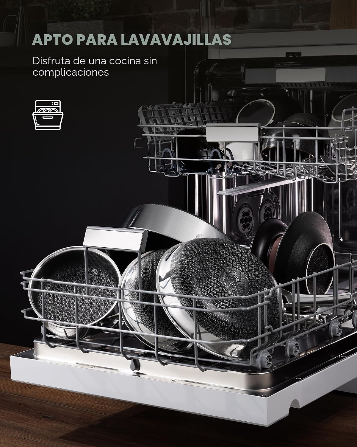 Juego de sartenes antiadherentes,Sartén de acero inoxidable de 8\/1...
